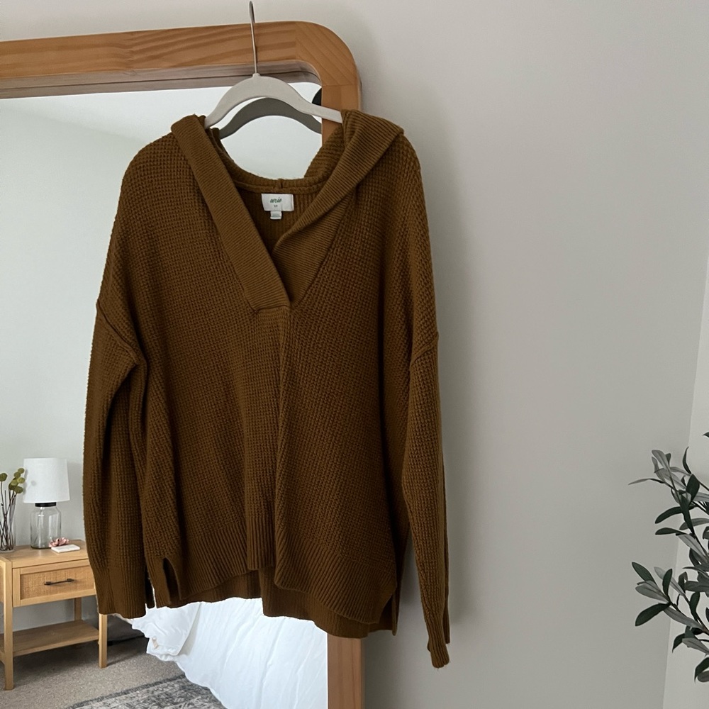 Aerie hoodie waffle sweater